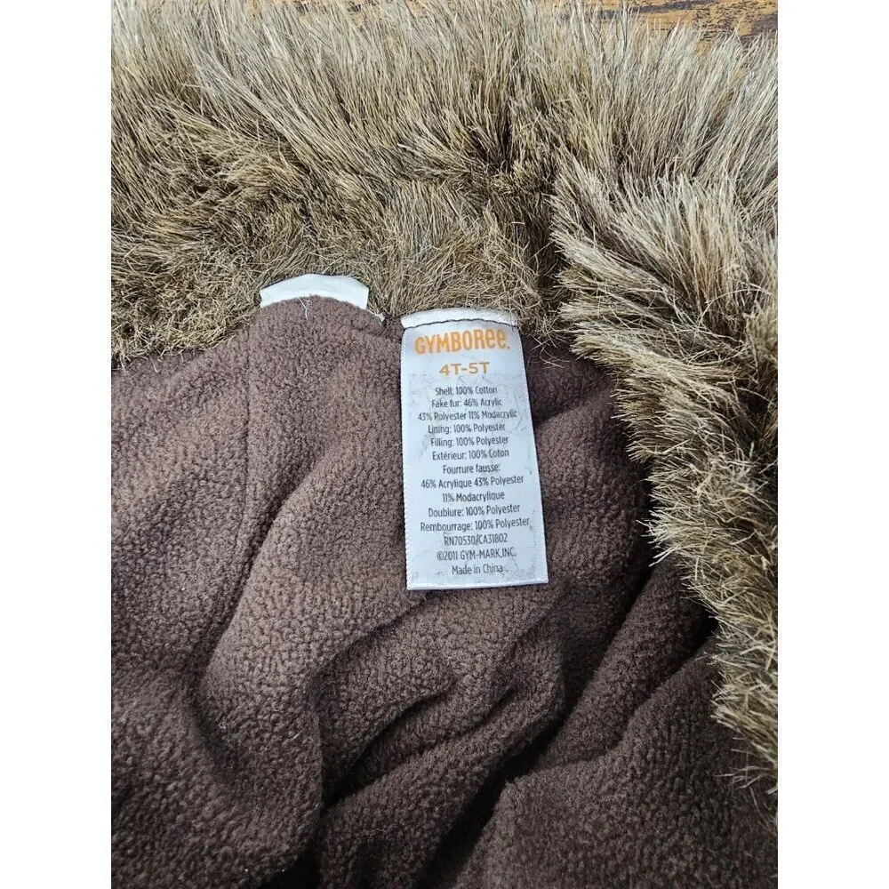 Gymboree Greatest Big Brother Line Orange Plaid Trapper Faux Fur Hat Size 4T-5T